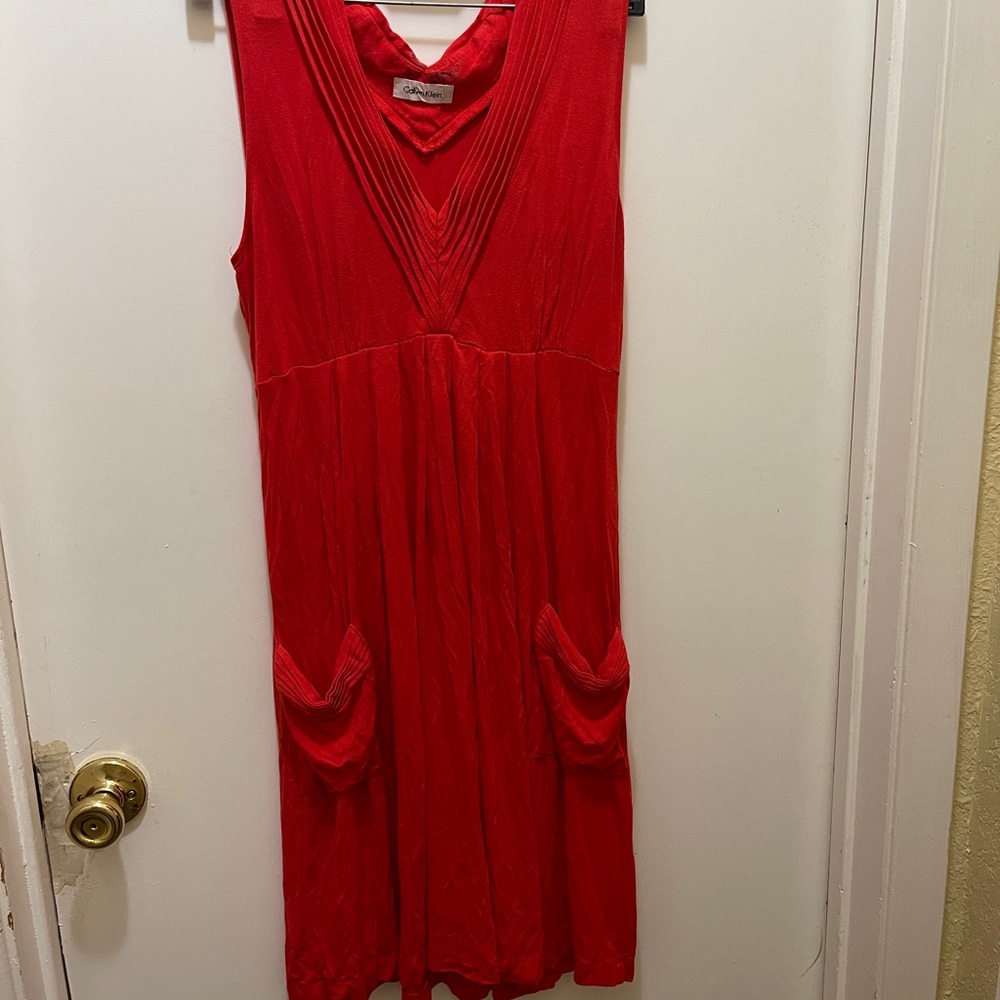 Calvin Klein Red Sleeveless Dress
